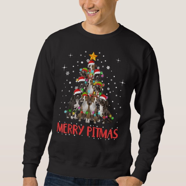 Merry Pitmas Pitbull Dog Ugly Christmas Sweater Tr Sweatshirt (Vorderseite)