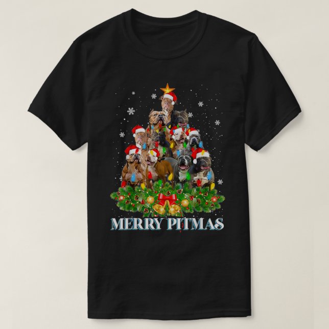 Merry Pitmas Pitbull Dog Ugly Christmas Sweater Tr T-Shirt (Design vorne)