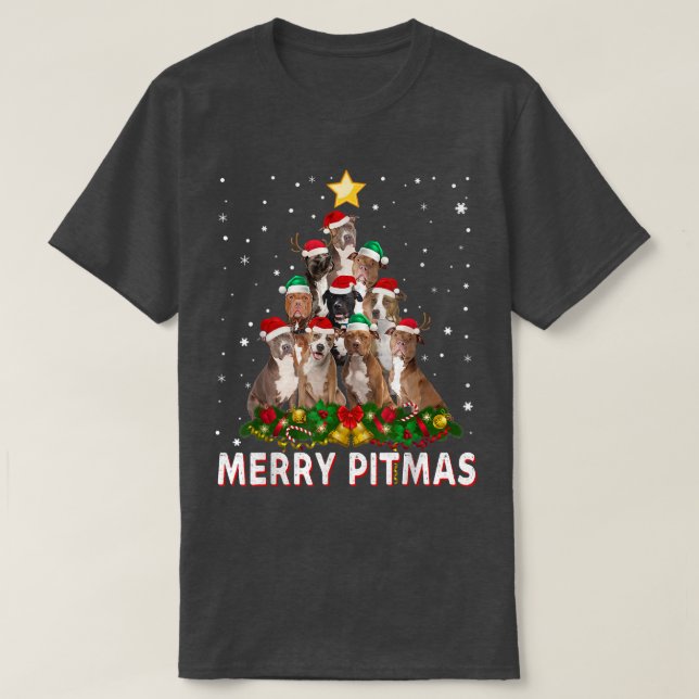 Merry Pitmas Pitbull Dog Ugly Christmas Sweater Tr T-Shirt (Design vorne)
