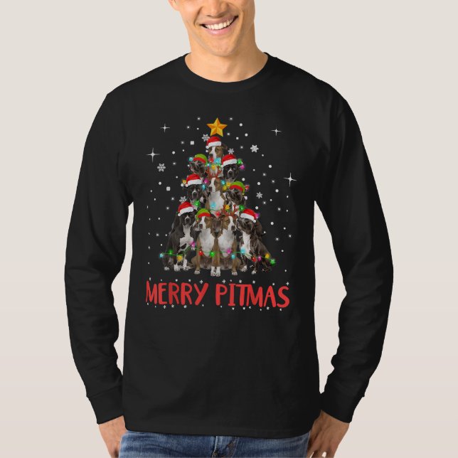 Merry Pitmas Pitbull Dog Ugly Christmas Sweater Tr T-Shirt (Vorderseite)