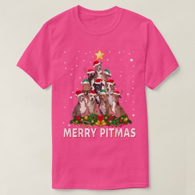 Merry Pitmas Pitbull Dog Ugly Christmas Sweater Tr T-Shirt (Design vorne)
