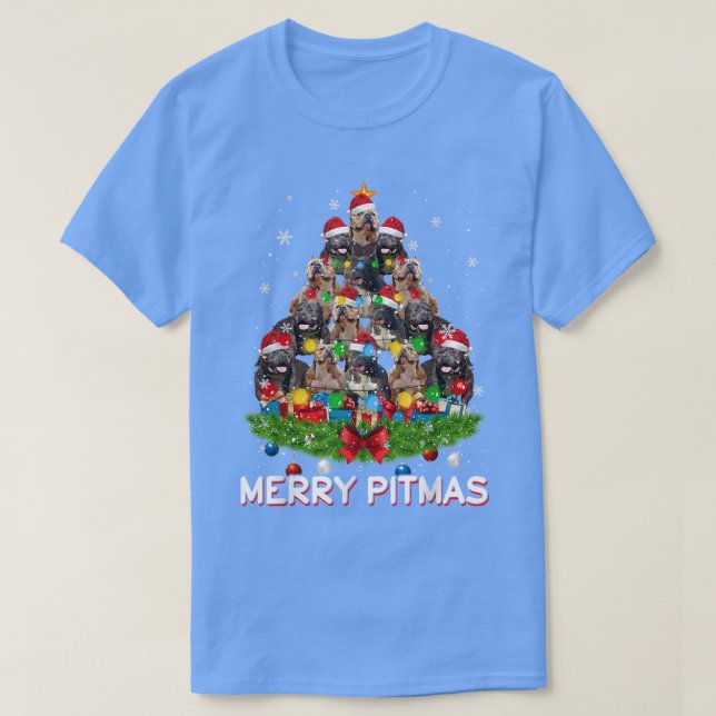 Merry Pitmas Pitbull Dog Ugly Christmas Sweater Tr T-Shirt (Design vorne)