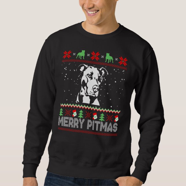 Merry Pitmas Pitbull Hund hässlich Sweater for Dog Sweatshirt (Vorderseite)