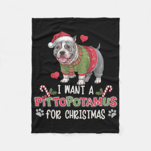Merry Pitmas Pitbull Hund I Liebe mein Pittopotamu Fleecedecke