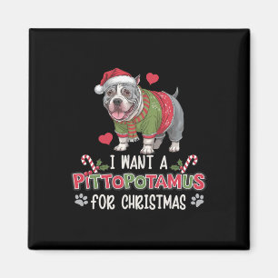 Merry Pitmas Pitbull Hund I Liebe mein Pittopotamu Magnet