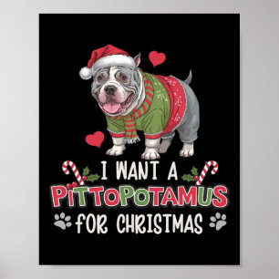 Merry Pitmas Pitbull Hund I Liebe mein Pittopotamu Poster