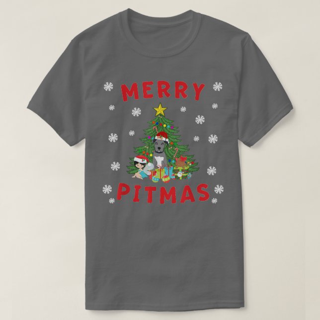 Merry Pitmas Pitbull Puppy Kitten Fairy Niedlich T-Shirt (Design vorne)