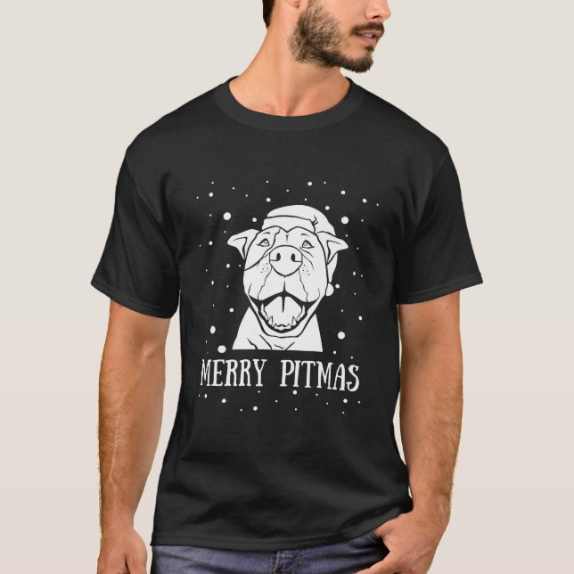 Merry Pitmas Pitbull Santa Claus Dog Pittie Christ T-Shirt (Vorderseite)