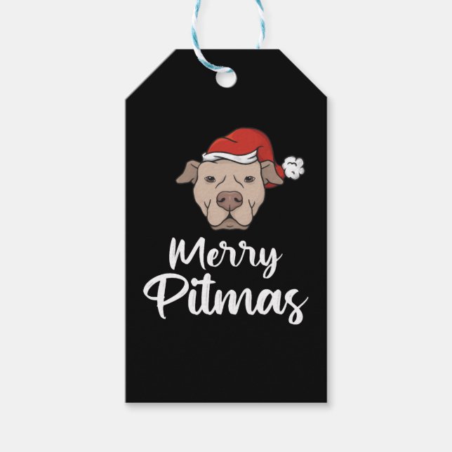Merry Pitmas Pitbull Weihnachten Geschenkanhänger (Vorderseite)