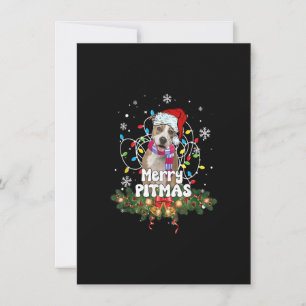 Merry Pitmas Santa Pitbull Hund Weihnachtslicht Li Einladung