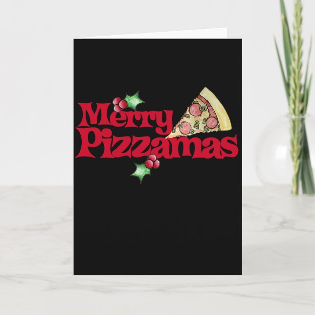 Merry Pizzamas Feiertagskarte (Vorderseite)