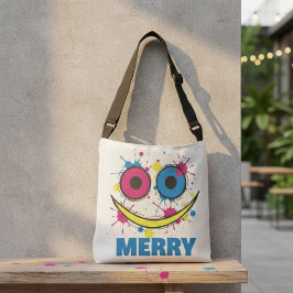 Merry Pop: Colorful Smiley Face Modern Pop Art Cro Tragetaschen Mit Langen Trägern