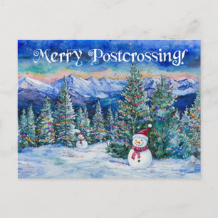 Merry Postcross Snowman - Postcard Postkarte