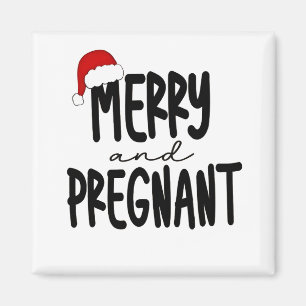 Merry & Pregnant Schwangerschaft Ankündigung Weihn Magnet