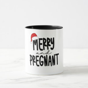 Merry & Pregnant Schwangerschaft Ankündigung Weihn Tasse