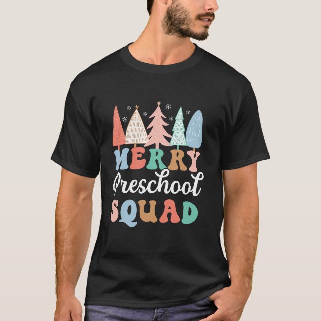 Merry Preschool Squad Lehrer Vorschule Chri T-Shirt (Vorderseite)