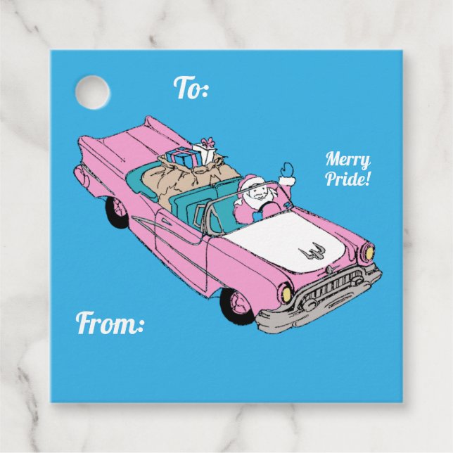 Merry Pride Santa Car Geschenkanhänger (Vorderseite)