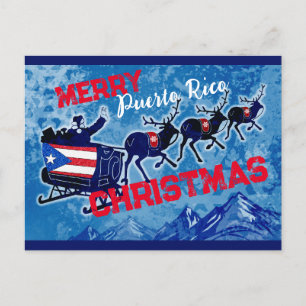 Merry Puerto Rico Flagge Weihnachtspostkarte Feiertagspostkarte