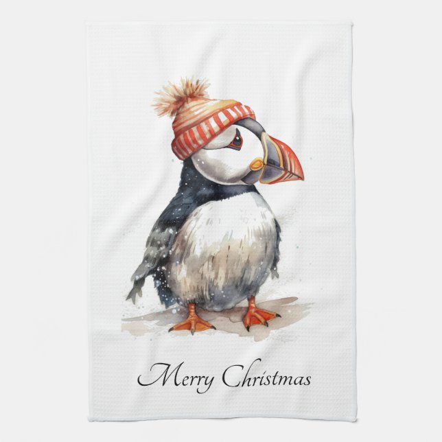 Merry Puffin, Brauch Geschirrtuch (Vertikal)