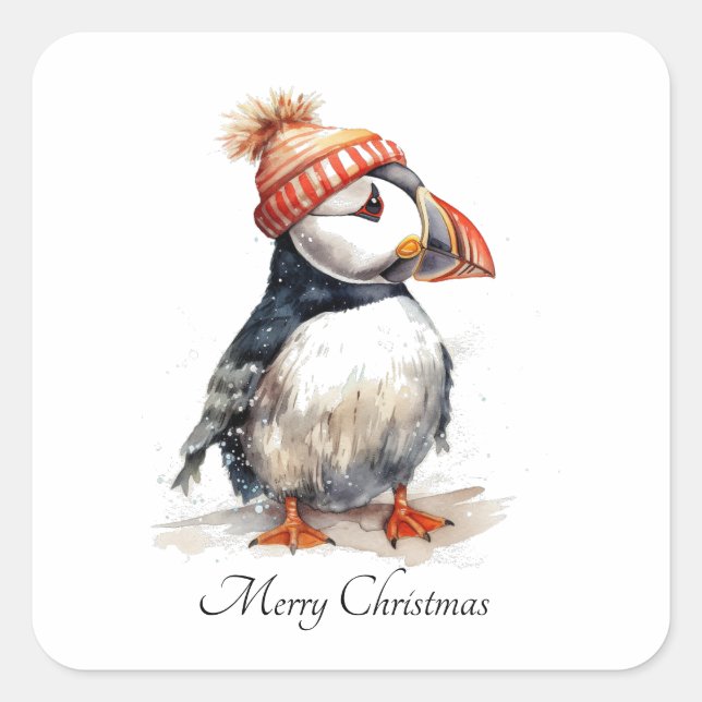 Merry Puffin, Brauch Quadratischer Aufkleber (Vorderseite)
