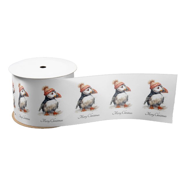 Merry Puffin, custom Satinband (Spule)