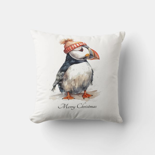Merry Puffin Kissen (Vorderseite)