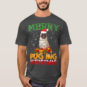 Merry Pugging Weihnachten Weihnachtsmann Mops Hund T-Shirt