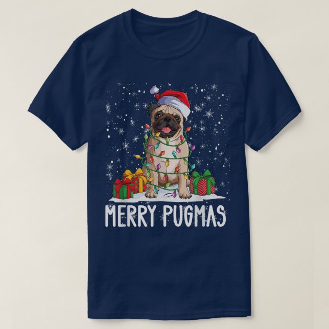 Merry Pugmas 2022 Weihnachten Mops Weihnachten Par T-Shirt (Design vorne)