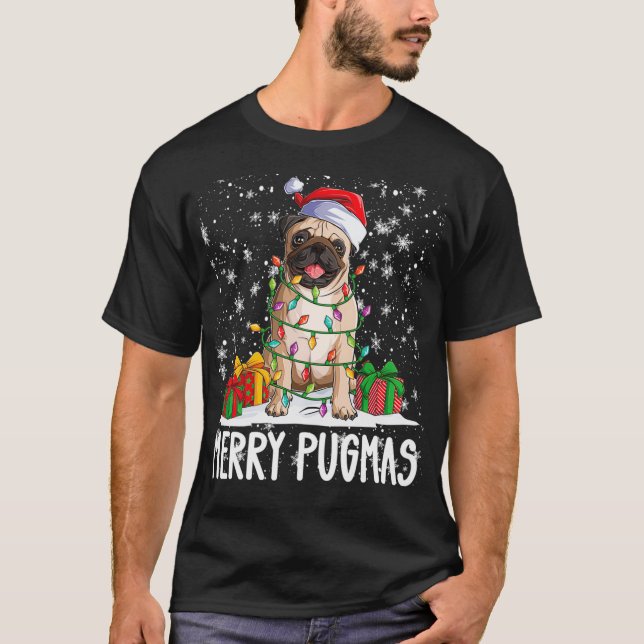 Merry Pugmas 2022 Weihnachten Mops Weihnachten Par T-Shirt (Vorderseite)
