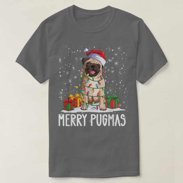 Merry Pugmas 2022 Weihnachten Mops Weihnachten Par T-Shirt (Design vorne)
