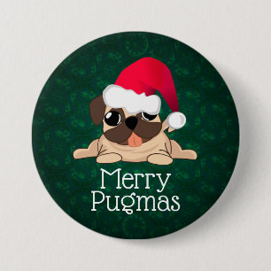 Merry Pugmas 3" Round Button