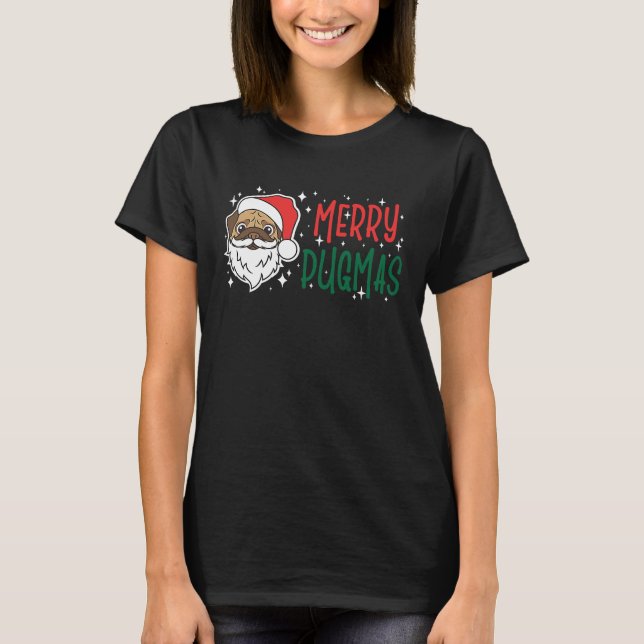 Merry Pugmas  Dog  Men Womens Pug Christmas T-Shirt (Vorderseite)