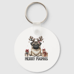 Merry Pugmas Frohe Weihnachten Funny Mops Hund Schlüsselanhänger