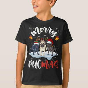 Merry Pugmas Funny Santa Reindeer Elf Mops Dog Chr T-Shirt