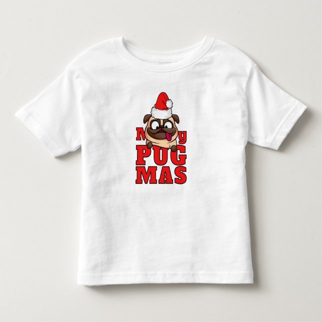 Merry Pugmas Niedlich Santa Mops Kleinkind T - Shi T-shirt (Vorderseite)