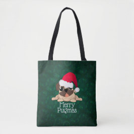 Merry PUGmas Print Tote Bag