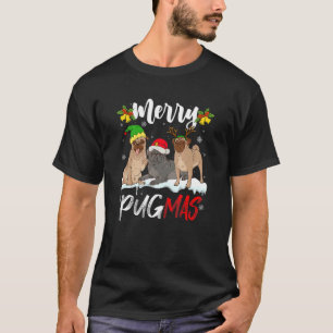 Merry Pugmas Santa Reindeer Elf Mops Dog Christma T-Shirt