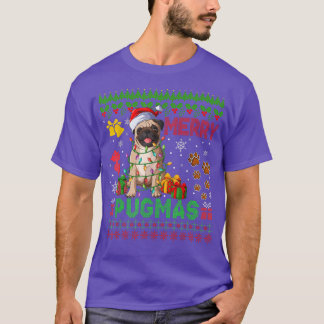 Merry Pugmas Weihnachten Lichter Weihnachtslieder  T-Shirt