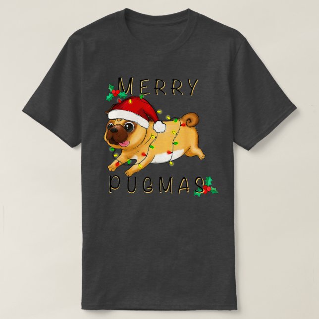 Merry Pugmas Weihnachten Niedlicher Mops Lover Gir T-Shirt (Design vorne)
