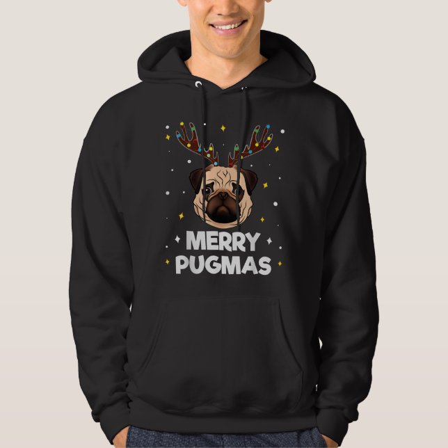 Merry Pugmas Weihnachts-Mops Dog Xmas Funny Puggy  Hoodie (Vorderseite)