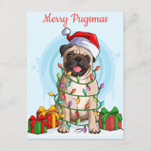 Merry Pugsmas Postcard Postkarte