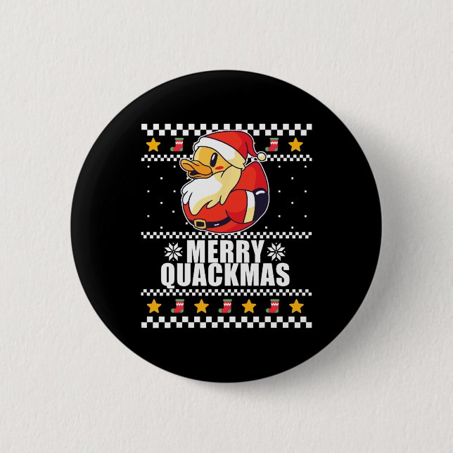 Merry Quackmas Christmas Duck Santa Claus Meme Button (Vorderseite)