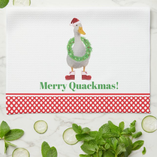 Merry Quackmas Duck Kitchen Handtücher (Gefaltet)