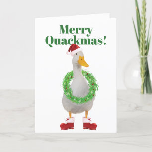 Merry Quackmas Santa Duck Folkkarte Feiertagskarte