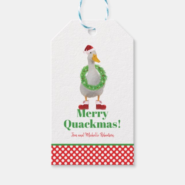 Merry Quackmas Santa Duck Geschenkanhänger (Vorderseite)
