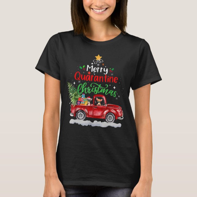 Merry Quarantine Christmas 2020 Chihuahua Ride Red T-Shirt (Vorderseite)