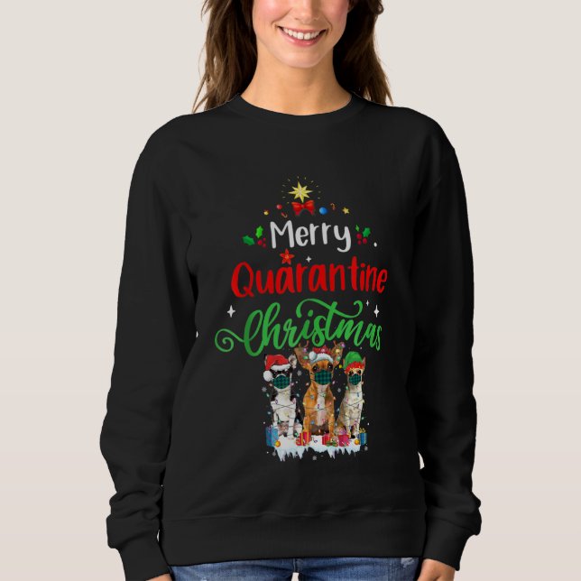 Merry Quarantine Christmas 2021 Chihuahua Wearing Sweatshirt (Vorderseite)