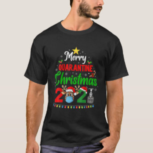 Merry Quarantine Christmas 2021 Reindeer Funny Fam T-Shirt