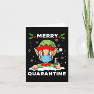 Merry Quarantine Christmas Elf Fun Family Xmas Karte