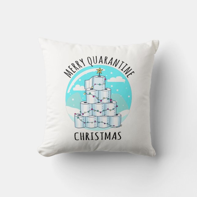 Merry Quarantine Christmas Tree Toilettenpapier Kissen (Vorderseite)